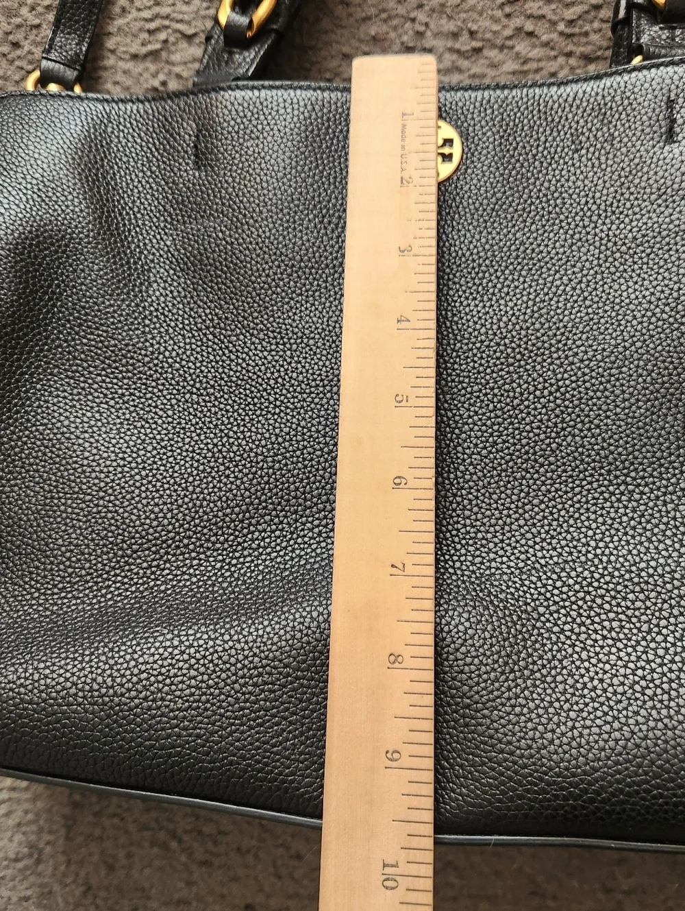 TORY BURCH Everly Handbag Black Leather Tote Multi Pocket Purse - Picture 10 of 11